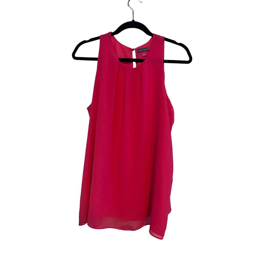 VINCE CAMUTO Fuschia Pink Sleeveless Top keyhole back, L
